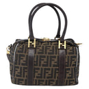 FENDI Zucca Canvas Hand Bag 2way Black Brown Auth 149131-13