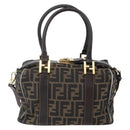 FENDI Zucca Canvas Hand Bag 2way Black Brown Auth 149131-2