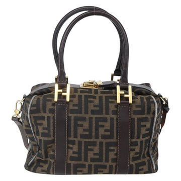 FENDI Zucca Canvas Hand Bag 2way Black Brown Auth 149131 - 0