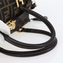 FENDI Zucca Canvas Hand Bag 2way Black Brown Auth 149131-8