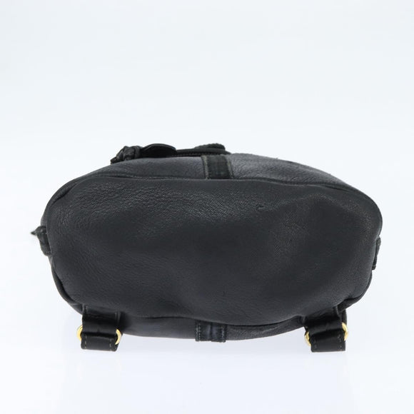 FENDI Backpack Leather Black Gold Auth 149132