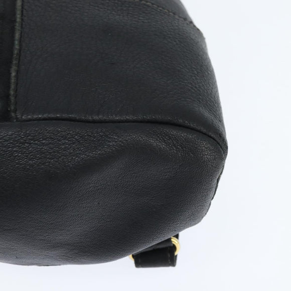 FENDI Backpack Leather Black Gold Auth 149132