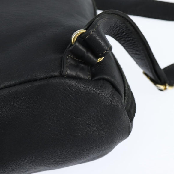 FENDI Backpack Leather Black Gold Auth 149132