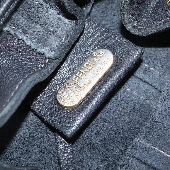 FENDI Backpack Leather Black Gold Auth 149132