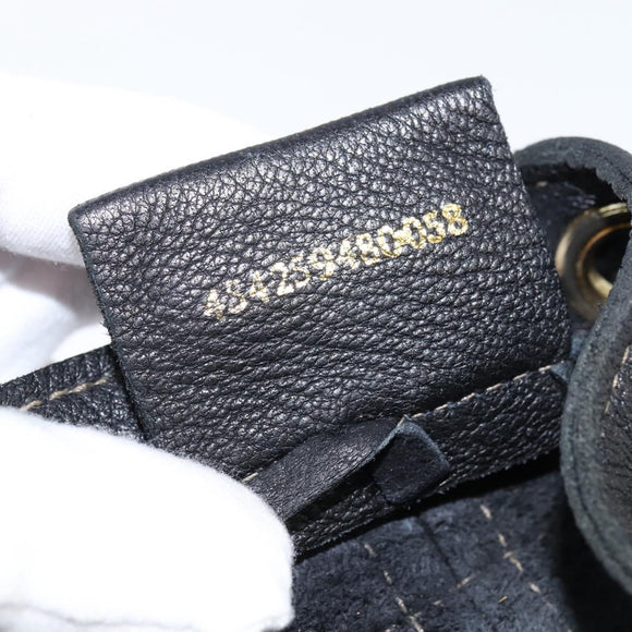 FENDI Backpack Leather Black Gold Auth 149132