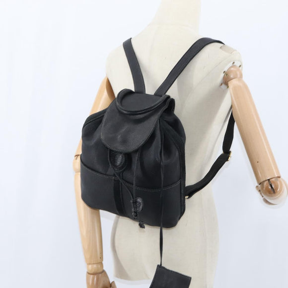 FENDI Backpack Leather Black Gold Auth 149132