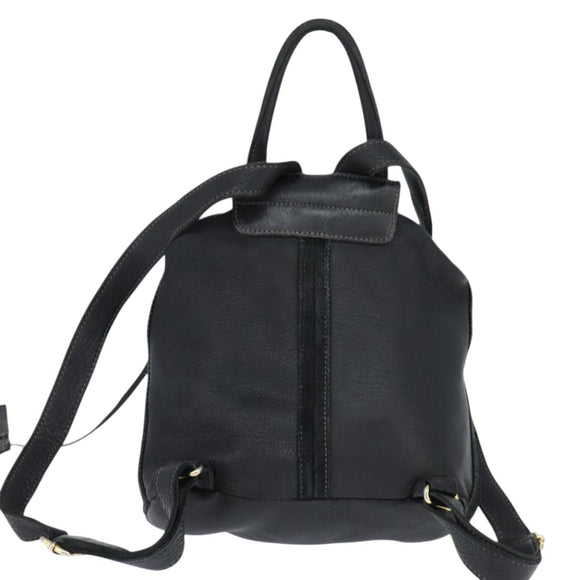 FENDI Backpack Leather Black Gold Auth 149132