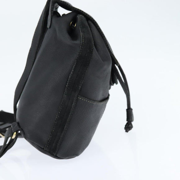 FENDI Backpack Leather Black Gold Auth 149132