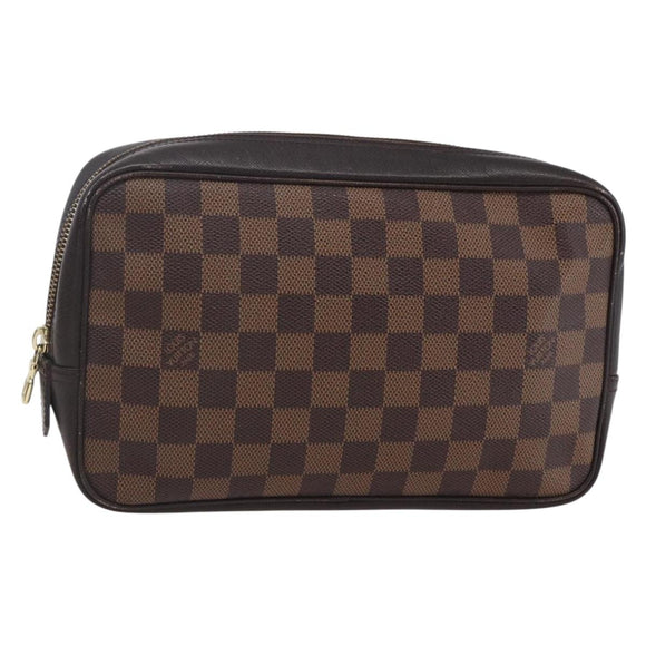 LOUIS VUITTON Damier Ebene Trousse Toilette 25 Clutch Bag N47624 LV Auth 149133