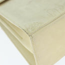 Salvatore Ferragamo Gancini Hand Bag Suede 2way Ivory Gold Auth 149146-15