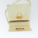 Salvatore Ferragamo Gancini Hand Bag Suede 2way Ivory Gold Auth 149146-19