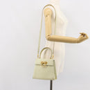Salvatore Ferragamo Gancini Hand Bag Suede 2way Ivory Gold Auth 149146-24