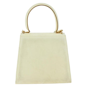 Salvatore Ferragamo Gancini Hand Bag Suede 2way Ivory Gold Auth 149146 - 0