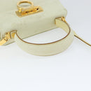Salvatore Ferragamo Gancini Hand Bag Suede 2way Ivory Gold Auth 149146-7