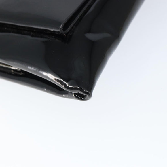 Salvatore Ferragamo Vala Shoulder Bag Enamel Black Silver Auth 149147