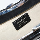 Salvatore Ferragamo Vala Shoulder Bag Enamel Black Silver Auth 149147-12