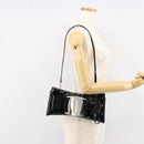 Salvatore Ferragamo Vala Shoulder Bag Enamel Black Silver Auth 149147-21