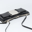 Salvatore Ferragamo Vala Shoulder Bag Enamel Black Silver Auth 149147-6