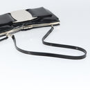 Salvatore Ferragamo Vala Shoulder Bag Enamel Black Silver Auth 149147-7