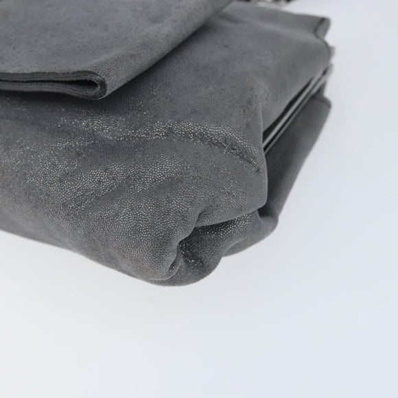 Salvatore Ferragamo Vala Shoulder Bag Suede Gray Silver Auth 149149