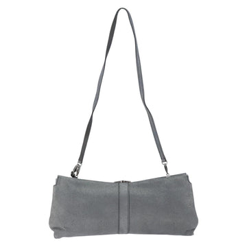 Salvatore Ferragamo Vala Shoulder Bag Suede Gray Silver Auth 149149 - 0