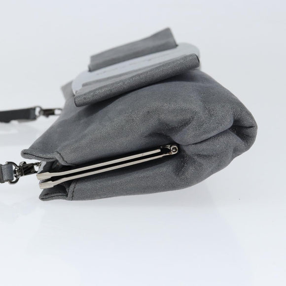 Salvatore Ferragamo Vala Shoulder Bag Suede Gray Silver Auth 149149