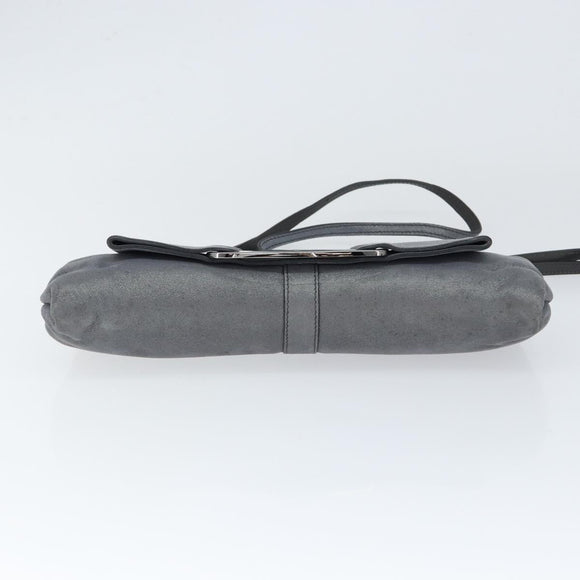 Salvatore Ferragamo Vala Shoulder Bag Suede Gray Silver Auth 149149