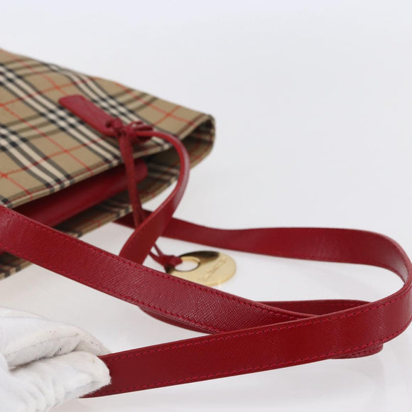 Burberrys Nova Check Tote Bag Canvas Beige Gold Auth 149150