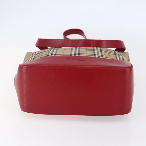 Burberrys Nova Check Tote Bag Canvas Beige Gold Auth 149150