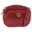 Christian Dior Shoulder Bag Leather Red Gold Auth 149151-1