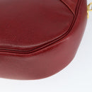 Christian Dior Shoulder Bag Leather Red Gold Auth 149151-9