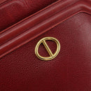 Christian Dior Shoulder Bag Leather Red Gold Auth 149151-17