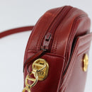 Christian Dior Shoulder Bag Leather Red Gold Auth 149151-10