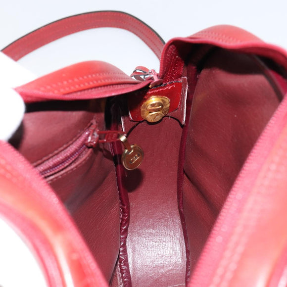 Christian Dior Shoulder Bag Leather Red Gold Auth 149151