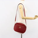 Christian Dior Shoulder Bag Leather Red Gold Auth 149151-22