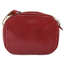 Christian Dior Shoulder Bag Leather Red Gold Auth 149151-2