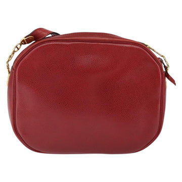 Christian Dior Shoulder Bag Leather Red Gold Auth 149151 - 0