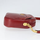 Christian Dior Shoulder Bag Leather Red Gold Auth 149151-3