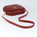 Christian Dior Shoulder Bag Leather Red Gold Auth 149151-7