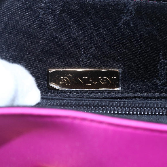 SAINT LAURENT Tote Bag Nylon Pink Gold Auth 149152