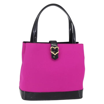 SAINT LAURENT Tote Bag Nylon Pink Gold Auth 149152