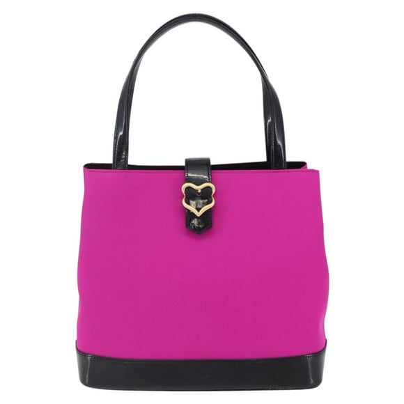 SAINT LAURENT Tote Bag Nylon Pink Gold Auth 149152