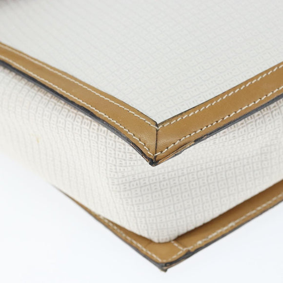 BALLY Hand Bag Leather White Gold Auth 149153