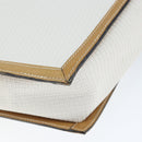 BALLY Hand Bag Leather White Gold Auth 149153-15