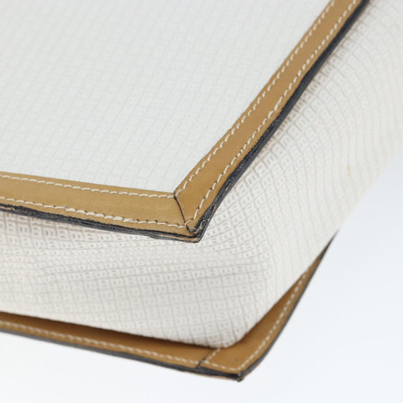 BALLY Hand Bag Leather White Gold Auth 149153