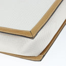 BALLY Hand Bag Leather White Gold Auth 149153-16