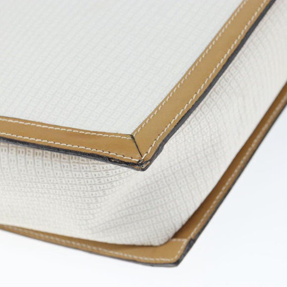 BALLY Hand Bag Leather White Gold Auth 149153