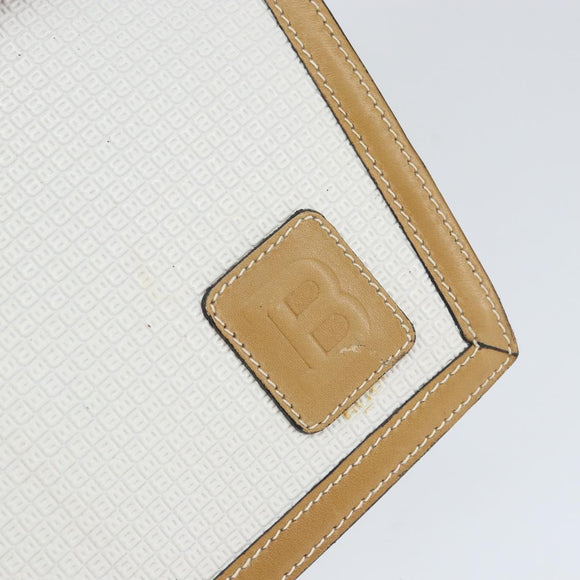 BALLY Hand Bag Leather White Gold Auth 149153