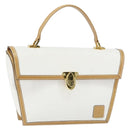 BALLY Hand Bag Leather White Gold Auth 149153-1