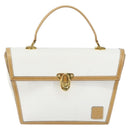 BALLY Hand Bag Leather White Gold Auth 149153-13